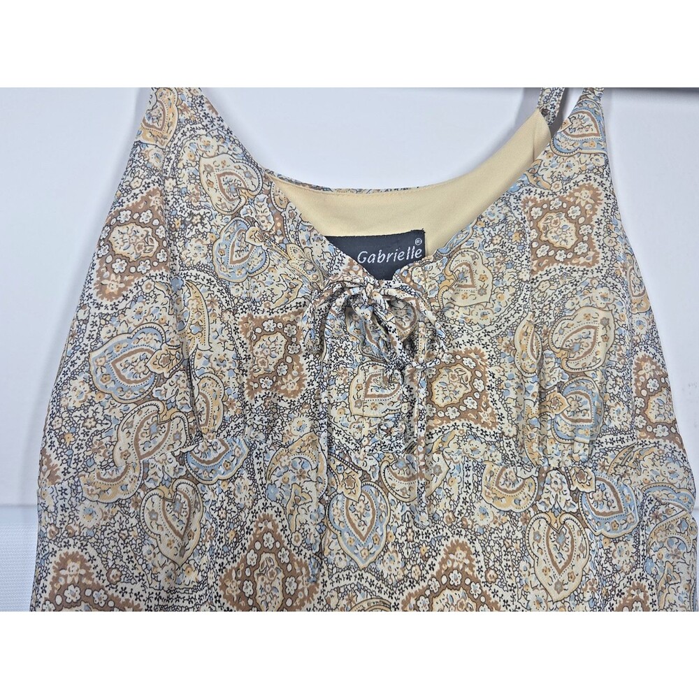 MLLE GABRIELLE PAISLEY RUFFLE HEM SLIP DRESS 12 LISA LOEB FRIENDS GRUNGE 90s Y2K - Picture 6 of 9